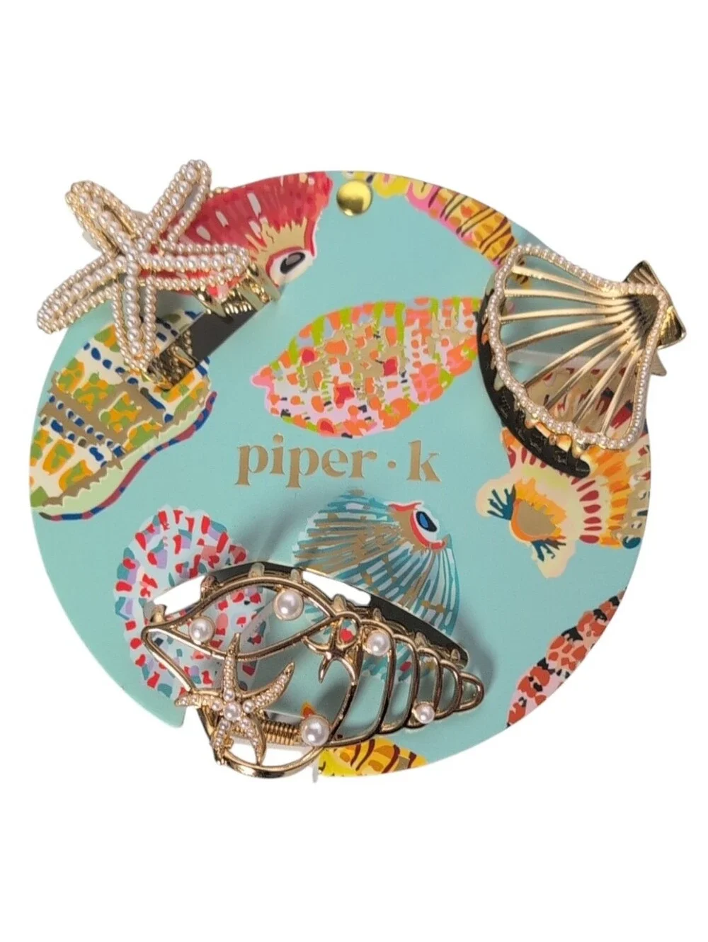 Piper K Metal Embellished Seashell Starfish Hair Claw Clips